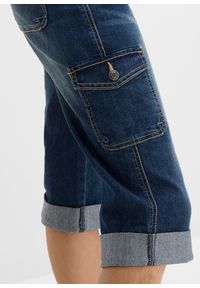 bonprix - Jeansy bojówki mid waist, ze stretchem. Kolor: niebieski #2
