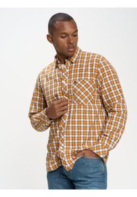 Big-Star - Koszula męska w kratę pomaraŅczowa Wermutiser 701. Typ kołnierza: button down. Kolor: pomarańczowy. Materiał: materiał, bawełna, tkanina. Wzór: haft, kratka. Styl: klasyczny, elegancki #2