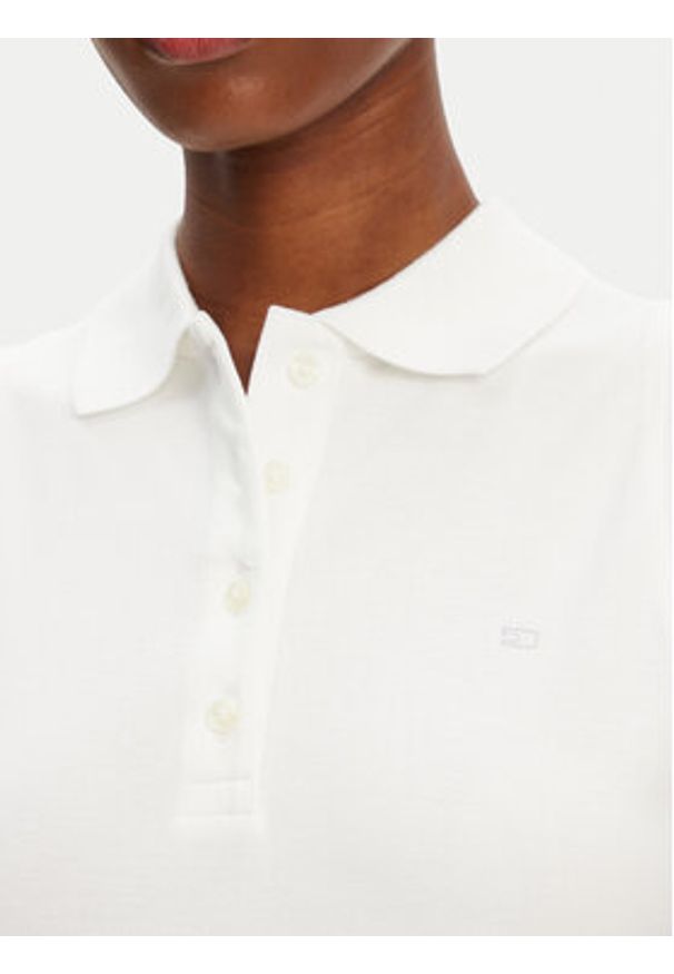 TOMMY HILFIGER - Tommy Hilfiger Bluzka 1985 WW0WW46790 Biały Slim Fit. Kolor: biały. Materiał: bawełna