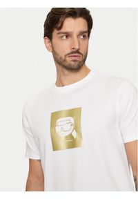 Karl Lagerfeld - KARL LAGERFELD T-Shirt 755460 551235 Biały Regular Fit. Typ kołnierza: dekolt w karo. Kolor: biały. Materiał: bawełna