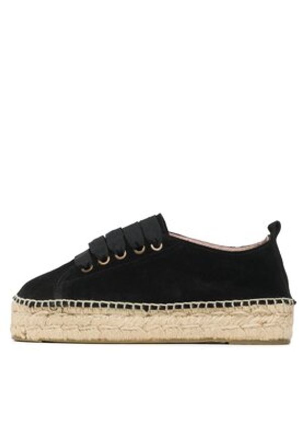 Manebi Espadryle Lace-Up Espadrilles K 1.0 E0 Czarny. Kolor: czarny. Materiał: zamsz, skóra
