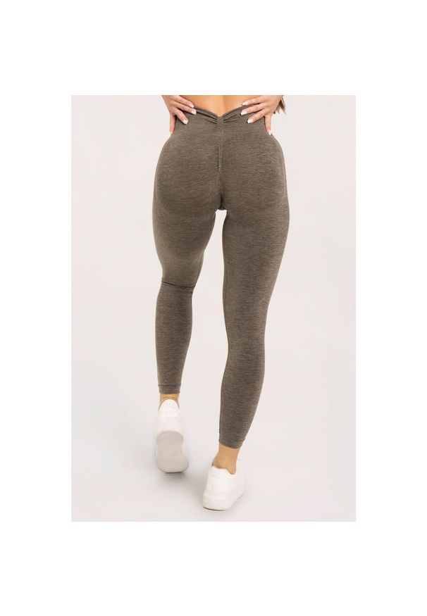 GYM GLAMOUR - Legginsy fitness damskie Gym Glamour seamless deep push up. Kolor: szary. Sport: fitness