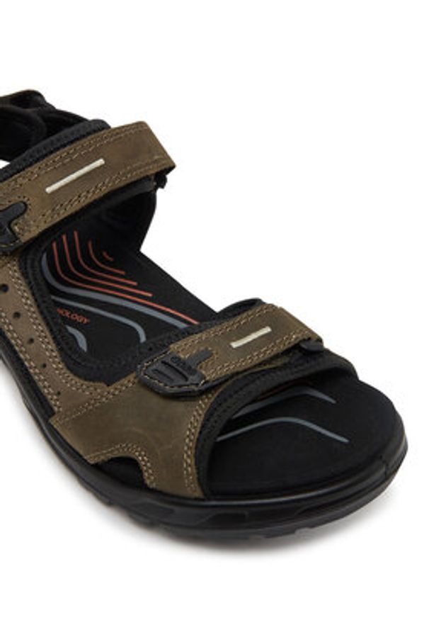 ecco - ECCO Sandały 06956455894 Khaki. Kolor: brązowy. Materiał: skóra, nubuk