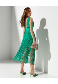 HERVE LEGER - Zielona sukienka mini Plunging. Kolor: zielony. Wzór: aplikacja. Długość: mini #5