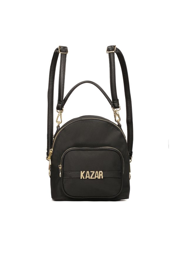 Kazar - Czarny mały plecak z tkaniny i skóry 2w1. Kolor: czarny. Materiał: tkanina, skóra