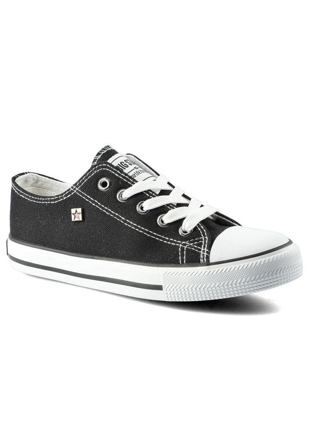 Big-Star - Czarne Trampki Big Star Dziecięce Wygodne Półbuty. Kolor: czarny. Materiał: materiał, jeans, guma. Szerokość cholewki: normalna. Wzór: aplikacja
