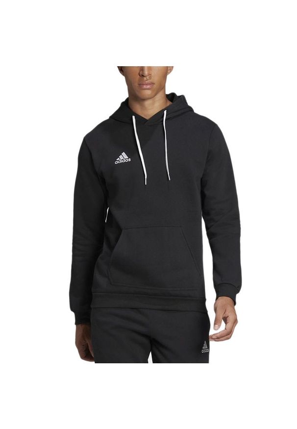 Adidas - Bluza adidas Entrada 22 H57512 - czarna. Typ kołnierza: kaptur. Kolor: czarny. Materiał: poliester, polar, bawełna. Wzór: aplikacja. Styl: klasyczny