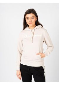 Champion - Bluza trekking damska Hoodie. Typ kołnierza: kaptur. Kolor: beżowy. Materiał: bawełna, poliester. Wzór: nadruk. Sport: turystyka piesza #2