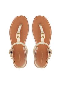 TOMMY HILFIGER - Tommy Hilfiger Sandały Leather Thong Sandal Gold FW0FW09331 Złoty. Kolor: złoty. Materiał: skóra #5
