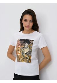 Reserved - Bawełniany t-shirt z nadrukiem - biały. Kolor: biały. Materiał: bawełna. Wzór: nadruk #1