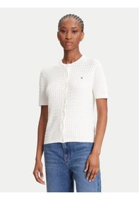TOMMY HILFIGER - Tommy Hilfiger Kardigan WW0WW45707 Écru Slim Fit. Kolor: kremowy. Materiał: bawełna #1