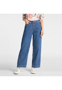 Lee - LEE BUTTON WIDE LEG DAMSKIE SPODNIE JEANSOWE L30GRCND