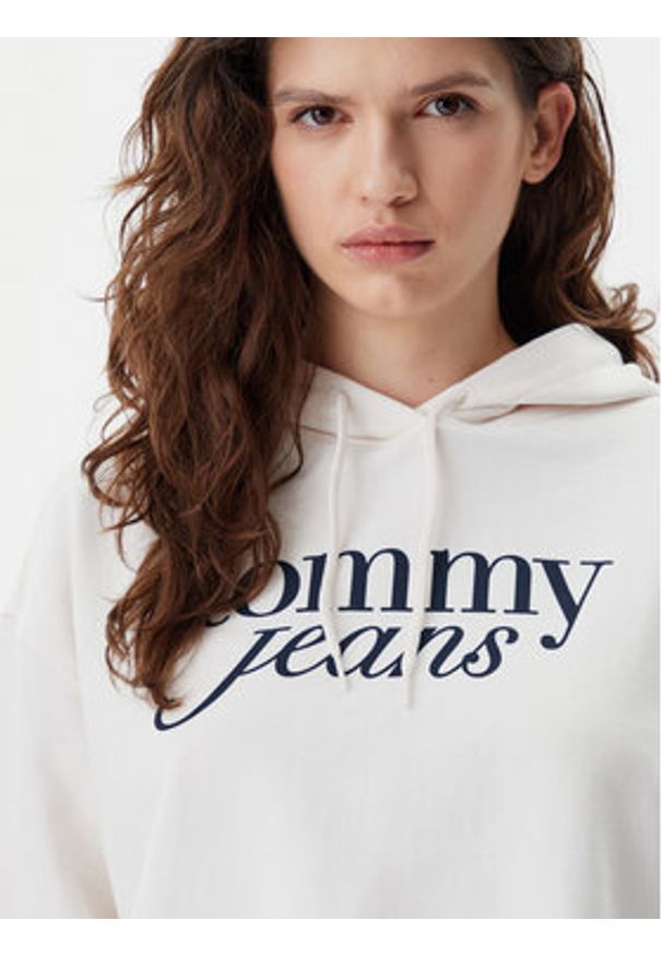 Tommy Jeans Bluza Script DW0DW20306 Beżowy Relaxed Fit. Kolor: beżowy. Materiał: bawełna
