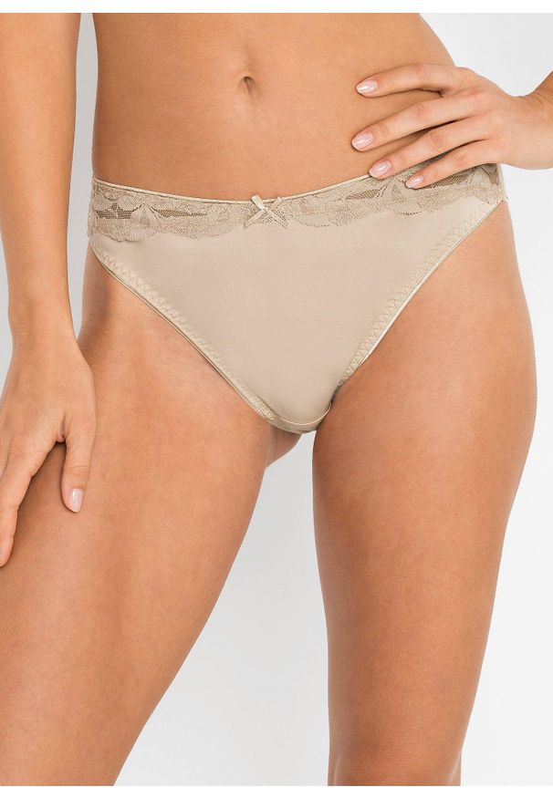 bonprix - Figi (3 pary). Kolor: czarny. Wzór: haft, aplikacja