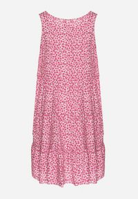 Born2be - Ciemnoróżowa Bawełniana Sukienka Bez Rękawów w Kolorowe Plamki Nattelle. Okazja: na co dzień. Kolor: różowy. Materiał: bawełna. Długość rękawa: bez rękawów. Wzór: kolorowy. Styl: elegancki, casual, klasyczny #5