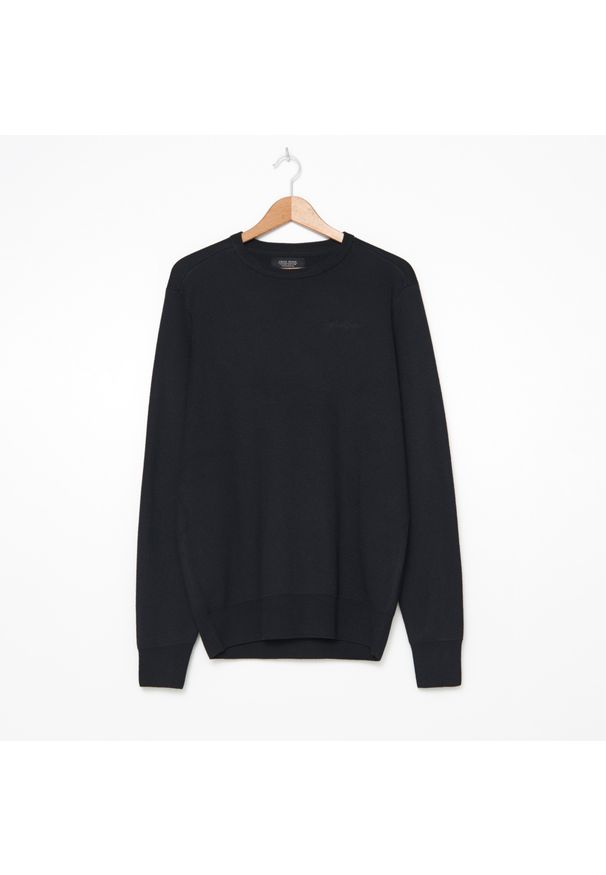 House - Gładki sweter z bawełną - Czarny. Kolor: czarny. Materiał: bawełna. Wzór: gładki