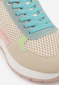 Born2be - Beżowe Sneakersy z Siateczką i Antypoślizgową Podeszwą Katala. Okazja: na spacer, na co dzień. Kolor: beżowy. Materiał: jeans. Sport: turystyka piesza #7