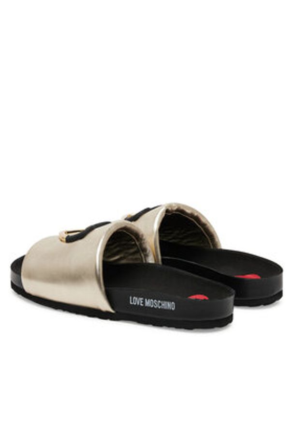 Love Moschino - LOVE MOSCHINO Klapki JA28283G1MIF0900 Złoty. Kolor: złoty. Materiał: skóra