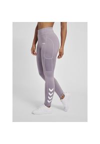 Damskie legginsy mid-rise Hummel MT Chipo. Kolor: szary, fioletowy, wielokolorowy, niebieski