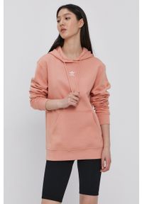adidas Originals - Bluza. Typ kołnierza: kaptur. Kolor: pomarańczowy. Materiał: bawełna, dzianina. Długość rękawa: długi rękaw. Długość: długie. Wzór: gładki #5