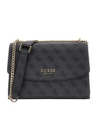 Guess - GUESS Czarna kopertówka damska Calista. Kolor: czarny. Materiał: skórzane