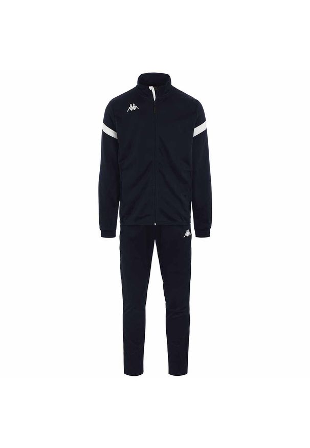 Dziecięcy dres Kappa Dalcito. Okazja: na uczelnię. Kolor: niebieski, biały, wielokolorowy. Materiał: dresówka. Styl: sportowy