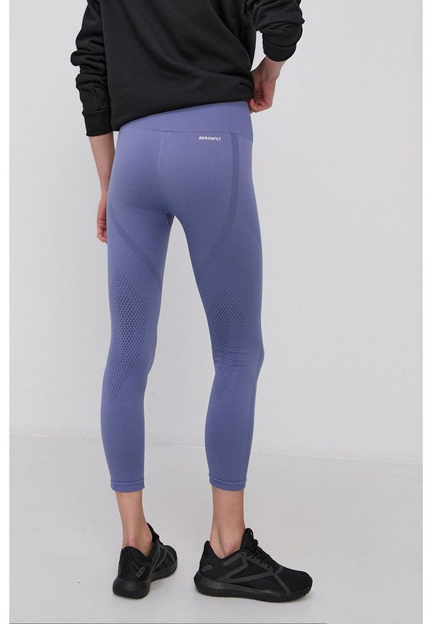 Adidas - adidas - Legginsy. Stan: podwyższony. Kolor: fioletowy. Materiał: dzianina, materiał. Wzór: gładki
