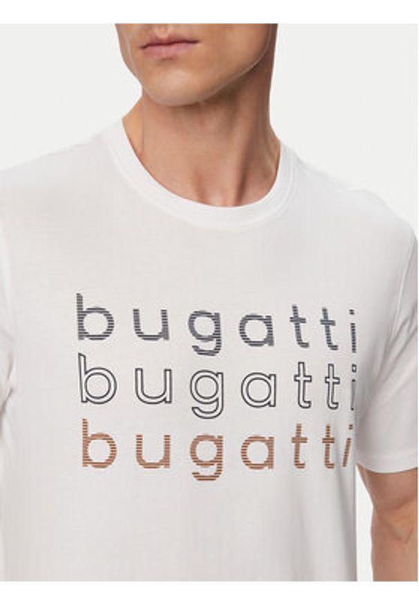 Bugatti T-Shirt 8350-15042E Biały Regular Fit. Kolor: biały. Materiał: bawełna
