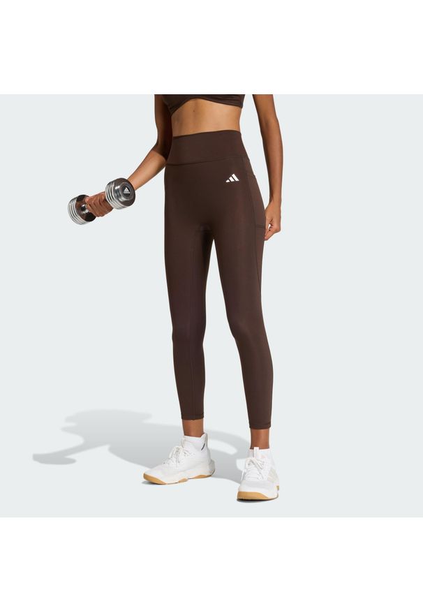 Adidas - Legginsy 7/8 bez szwu z przodu Optime Essentials. Kolor: brązowy. Technologia: ClimaCool (Adidas). Wzór: gładki. Sport: fitness