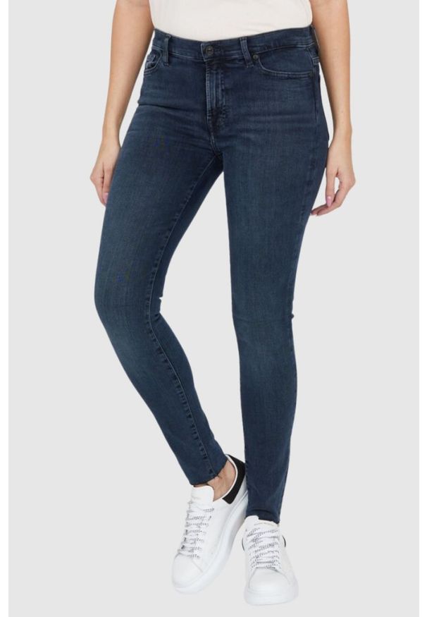 7 FOR ALL MANKIND Niebieskoszare jeansy damskie HW SKINNY SLIM ILLUSION, Rozmiar 26. Kolor: niebieski