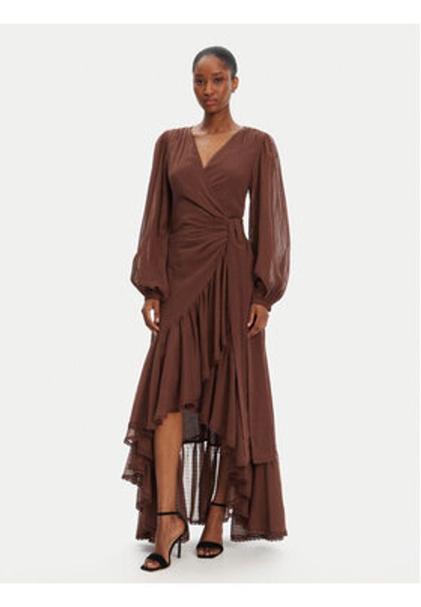 Marciano Guess Sukienka wieczorowa 5GGK53 7317A Brązowy Regular Fit. Kolor: brązowy. Materiał: bawełna. Styl: wizytowy