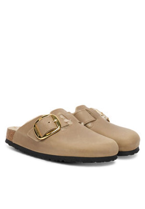 Birkenstock Klapki Boston Big Buckle Shearling 1030444 Brązowy. Kolor: brązowy. Materiał: skóra