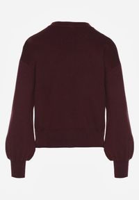 Renee - Bordowy Kardigan z Wiskozą Zdobiony Eleganckimi Napami i Bufiastymi Rękawami Acannte. Kolor: czerwony. Materiał: wiskoza. Wzór: aplikacja. Styl: elegancki #7