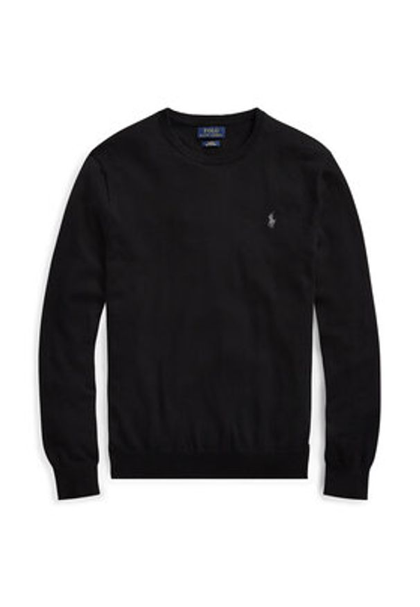 Polo Ralph Lauren Sweter Ls 710684957008 Czarny Slim Fit. Typ kołnierza: polo. Kolor: czarny. Materiał: bawełna