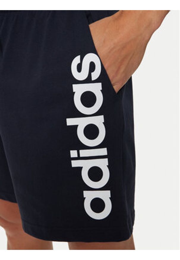 Adidas - adidas Szorty sportowe AEROREADY Essentials Single Jersey Linear Logo Shorts IC0064 Niebieski Regular Fit. Kolor: niebieski. Materiał: bawełna. Styl: sportowy