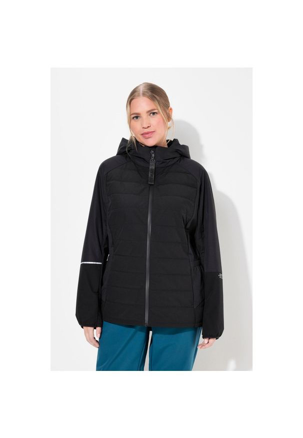 ULLA POPKEN - Damskie Funkcjonalna kurtka hybrydowa HYPRAR wodoodporna ze stretchem. Kolekcja: plus size. Kolor: czarny. Materiał: poliester, poliamid, materiał. Sport: turystyka piesza