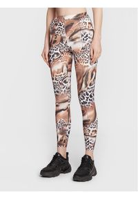 Guess Legginsy V3RB22 KBIL2 Brązowy Slim Fit. Kolor: brązowy. Materiał: syntetyk