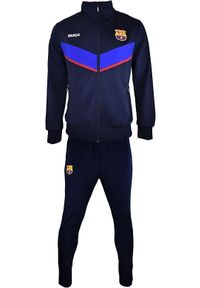Dres piłkarski dla chłopców FC Barcelona Chandal Barca Iconic Junior granatowy. Kolor: niebieski. Materiał: dresówka. Sport: piłka nożna