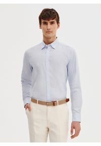 Pako Lorente - PAKO LORENTE – Błękitna koszula z lnu i bawełny. Kolor: czarny, niebieski, biały. Materiał: bawełna, len. Długość rękawa: długi rękaw. Długość: długie. Sezon: wiosna, lato #9