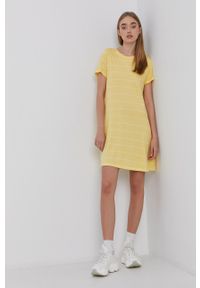 only - Only - Sukienka bawełniana. Kolor: żółty. Materiał: bawełna. Długość rękawa: krótki rękaw. Typ sukienki: rozkloszowane #1