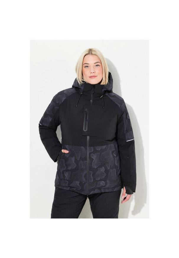ULLA POPKEN - Damskie Kurtka sportowa HYPRAR wodoodporna osłona przeciwśnieżna kaptur. Kolekcja: plus size. Kolor: czarny. Materiał: poliester, materiał. Sezon: zima. Sport: narciarstwo