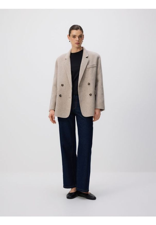 Reserved - Wełniana marynarka handmade - jasnoszary. Kolor: szary. Materiał: wełna