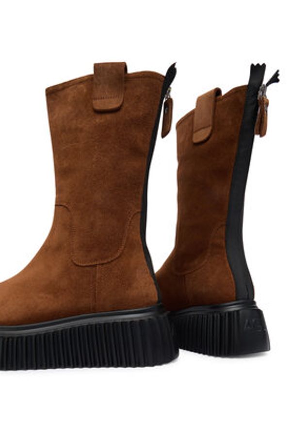 AGL Botki Milagros D751503PGKI014C489 Brązowy. Kolor: brązowy. Materiał: skóra, zamsz