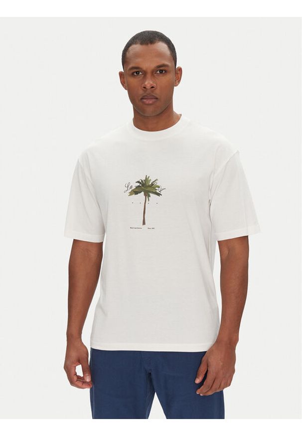 Hugo - HUGO T-Shirt Duwom 50538972 Écru Relaxed Fit. Materiał: bawełna