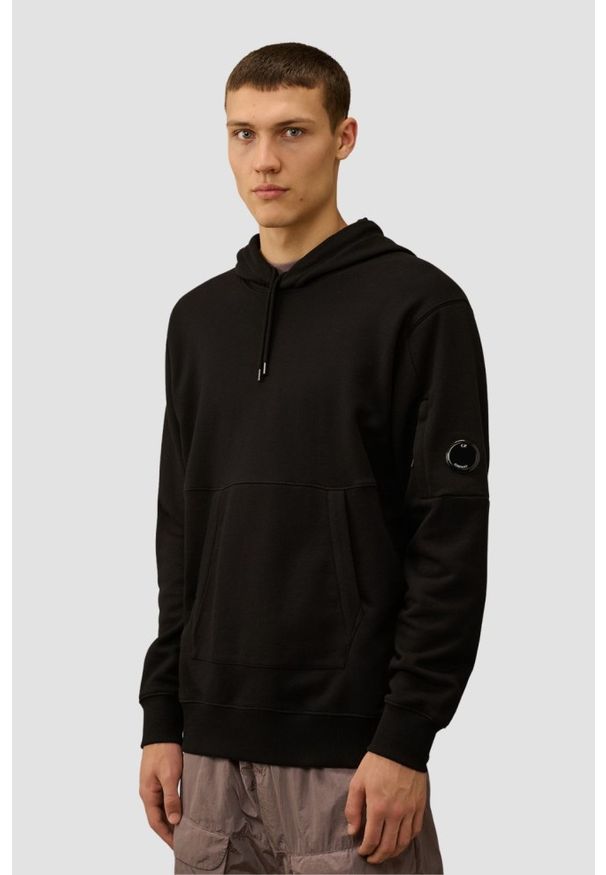 C.P. Company - C.P. COMPANY Czarna bluza męska Sweat Hooded, Rozmiar L. Okazja: na co dzień. Typ kołnierza: kaptur. Kolor: czarny. Materiał: bawełna. Długość rękawa: długi rękaw. Długość: długie. Styl: klasyczny, casual