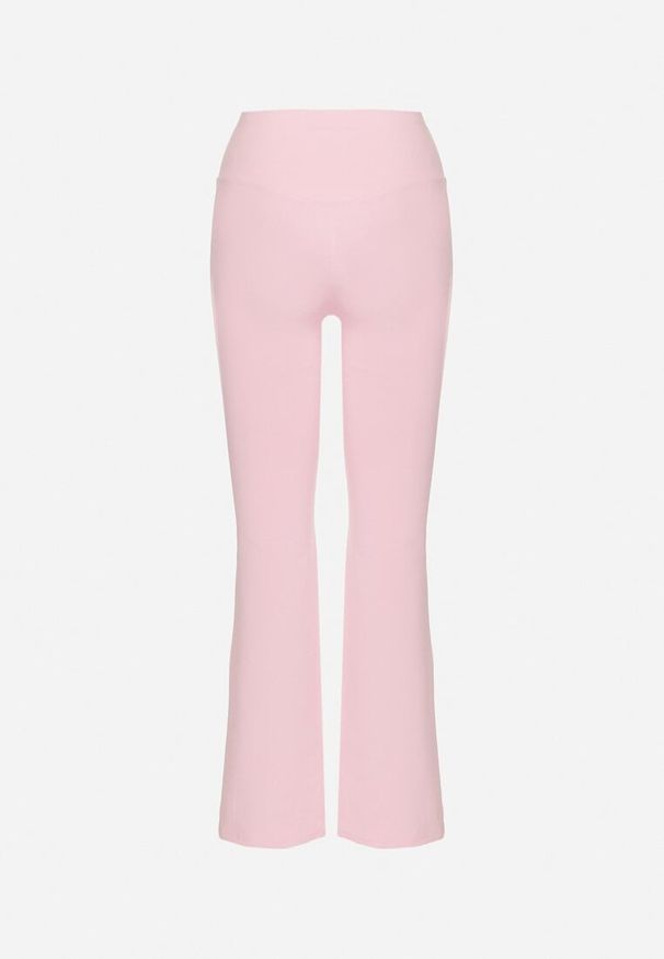 Born2be - Różowe Spodnie Legginsy Typu Dzwony z Wysokim Stanem Melonell. Stan: podwyższony. Kolor: różowy