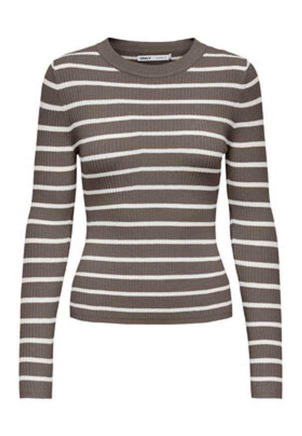 only - ONLY Sweter Louisa 15344579 Brązowy Slim Fit. Kolor: brązowy. Materiał: syntetyk