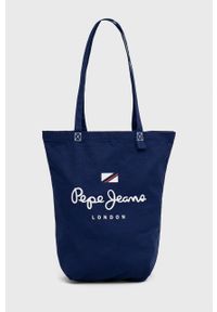 Pepe Jeans torebka PHOENIX BAG kolor granatowy. Kolor: niebieski. Wzór: nadruk. Materiał: z nadrukiem. Rodzaj torebki: na ramię