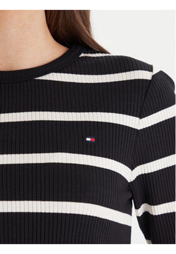 TOMMY HILFIGER - Tommy Hilfiger T-Shirt WW0WW47308 Czarny Slim Fit. Kolor: czarny. Materiał: wiskoza
