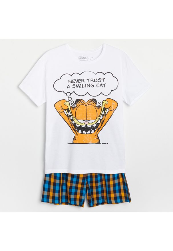 Reserved - Dwuczęściowa piżama Garfield - Biały. Kolor: biały